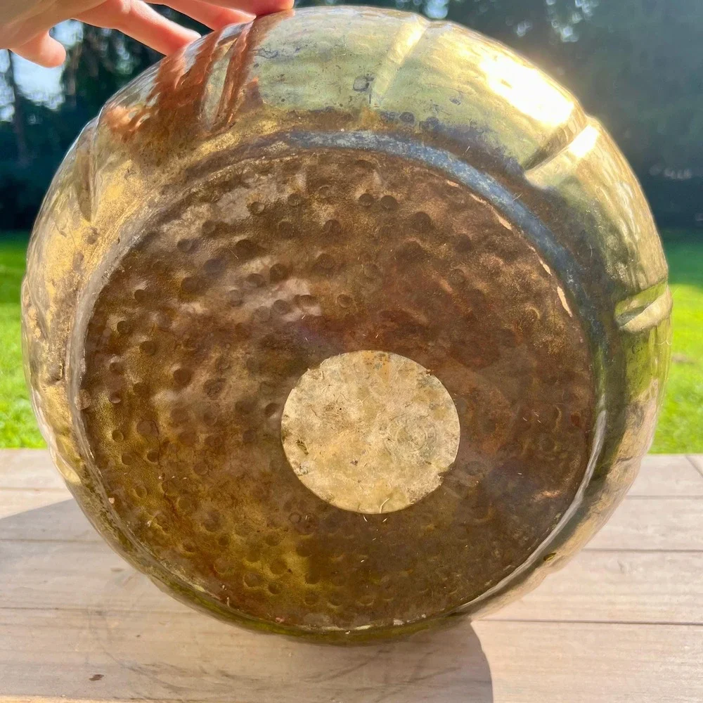 Large Vintage Brass Double Lion Head Planter